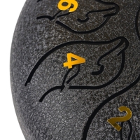 Глюкофон - музыкальный инструмент, дельфин черный, 11 лепестков, 18 х 18 х 11 см