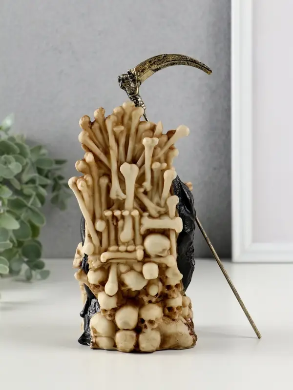 Сувенир полистоун "Скелет на троне с косой" 9х9х16,7 см