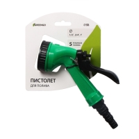 Пистолет для полива, 5 режимов, под шланги 1/2" (12 мм), 3/4" (19 мм), 1" (25 мм), пластик, Greengo