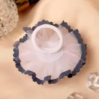 Резинка для волос бант"Синий кантик" пышный, 6,5 см, сине-белый