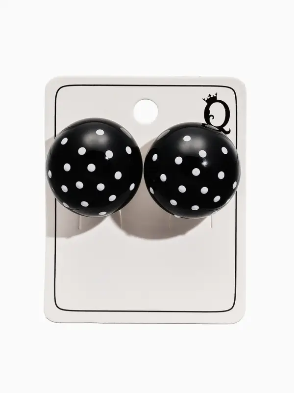 Серьги "Бусина" d=2см, в крапинку, цвет чёрный