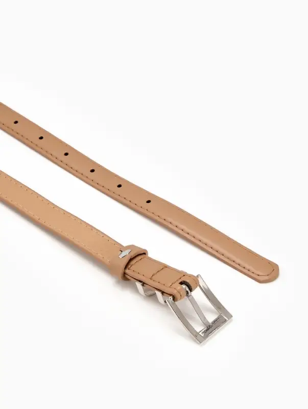 Ремень жен 03-01-02-01, Июнь2502, 2*0,3*110 см, без винта, пряж металл, 1 прокол, бежевый