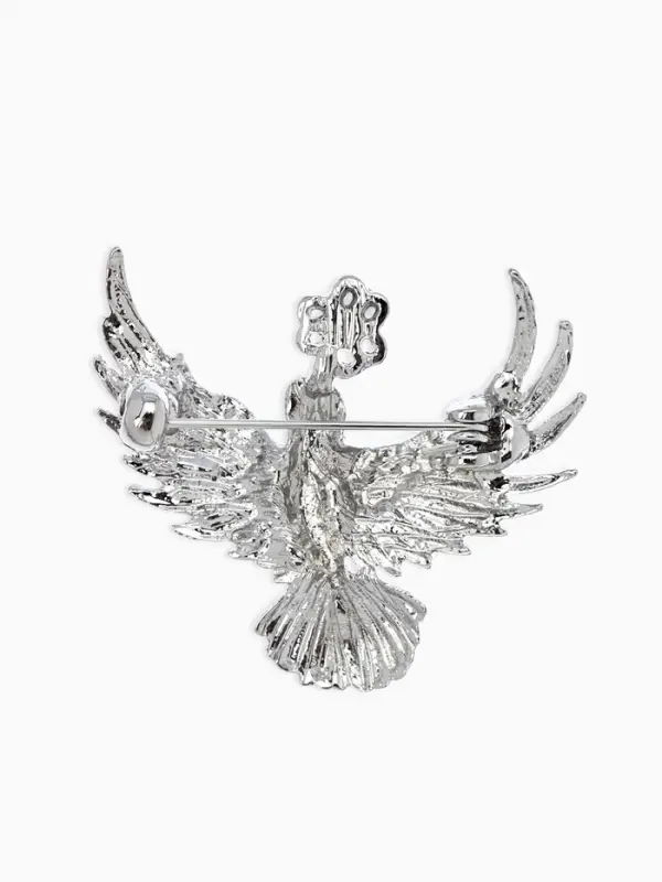 Брошь "Калибри с цветком", цвет белый в серебре