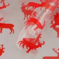 Пленка глянцевая "Северные олени", красный, 0,7 х 7,5 м, 40 мкм, 200 гр