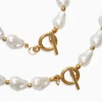 Набор 2 пред-та: бусы,браслет "Жемчуг барочный", капля, 40/18см, цвет белый в золоте