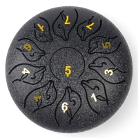 Глюкофон - музыкальный инструмент, дельфин черный, 11 лепестков, 18 х 18 х 11 см