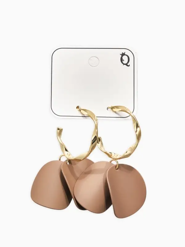 Серьги "Лепесточки на кольце", цвет коричневый в золоте