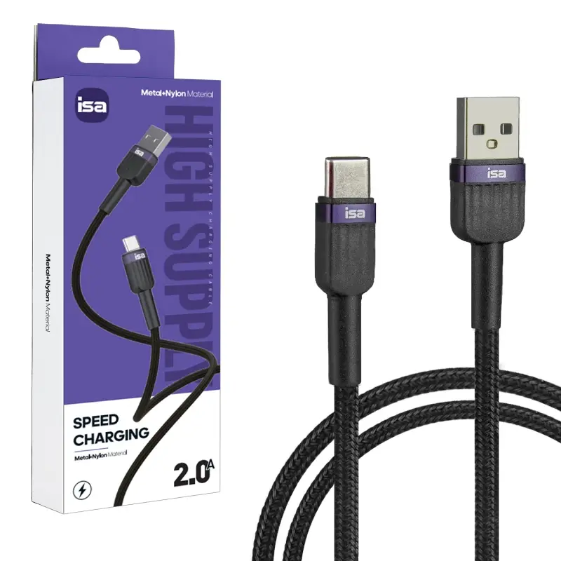 Кабель BX-7 USB на Type-C 1m 2A ISA черно-фиолетовый