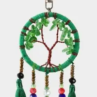 Брелок ловец снов "Древо" 19 см, цв. зелёный