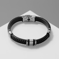 Браслет мужской &laquo;Мощь&raquo; этника, цвет чёрный с серебром, 22 см