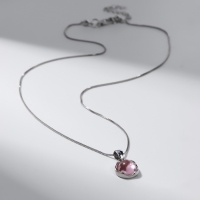 Кулон &laquo;Нежность&raquo; на цепочке, цвет розовый в серебре, 45 см