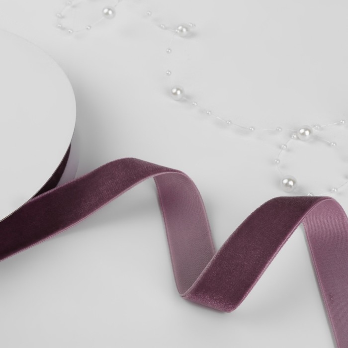 Лента бархатная, 20 мм, 18 &plusmn; 1 м, цвет ежевичный №199