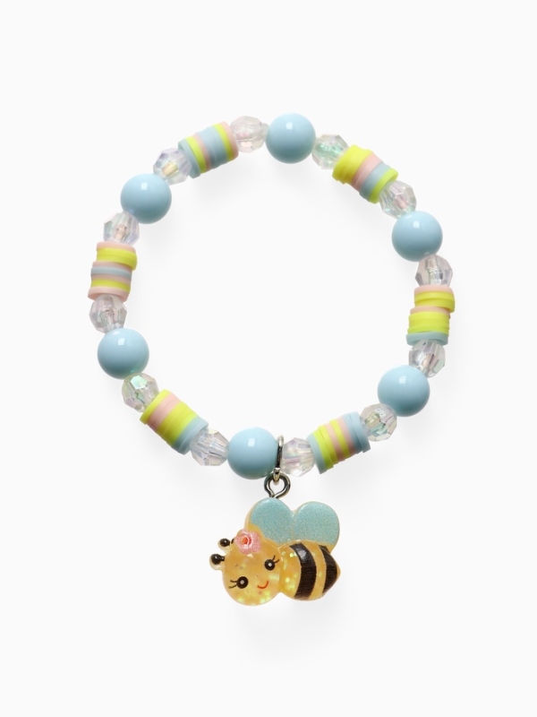 Браслет детский "Выбражулька" фимо с бусинами, пчелка с бусинами, цветной