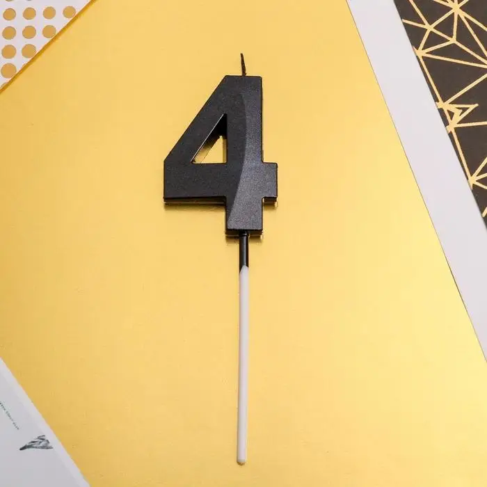 Свеча в торт цифра &laquo;4&raquo;, чёрная