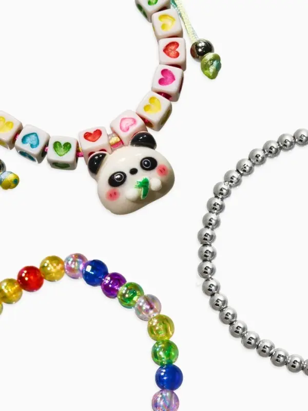 Браслет детский &laquo;Выбражулька&raquo;, 3 шт. набор, панда ,бусины, цветной