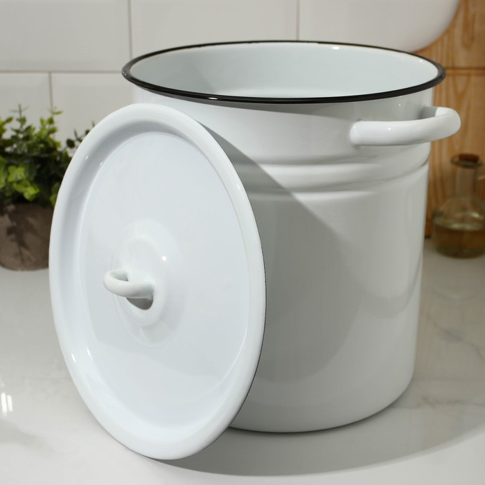 Кастрюля цилиндрическая, 12 л, индукция, цвет белый