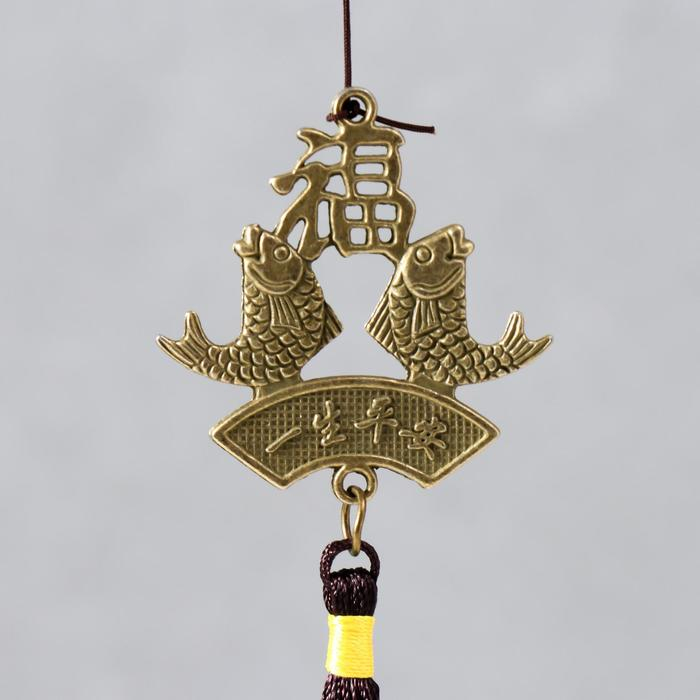 Музыка ветра металл "Лакшми и карпы" 8 колокольчиков 66 см