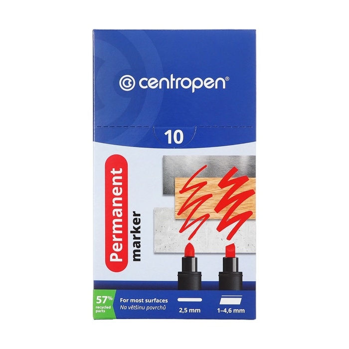 Маркер перманентный 5.0 мм Centropen 8566, линия 2,5 мм, цвет красный