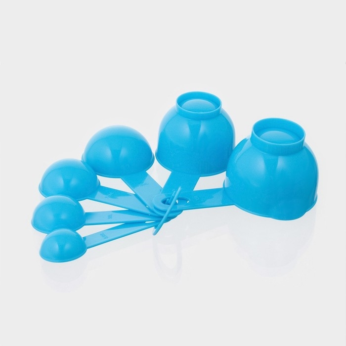 Набор мерных ёмкостей &laquo;Маэстро&raquo;, 7 предметов: стакан 500 мл, ложки, цвет голубой