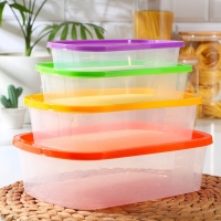 Набор пищевых контейнеров &laquo;BioFresh&raquo;, 4 шт: 500 мл, 1 л, 1,6 л, 2,3 л, прозрачные, крышки микс