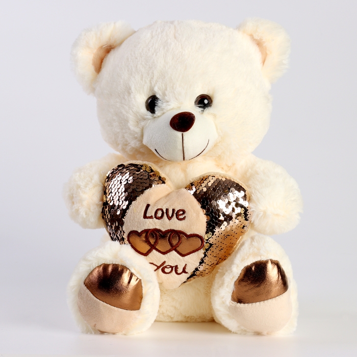 Мягкая игрушка &laquo;Мишка&raquo; с сердцем, 30 см, цвет светлый