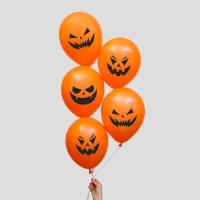 Воздушный шар латексный 12" &laquo;Страшные тыквы&raquo;, 5 шт., МИКС