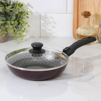 Сковорода &laquo;Хозяюшка&raquo;, d=20 см, съёмная ручка, стеклянная крышка, антипригарное покрытие, цвет бордовый