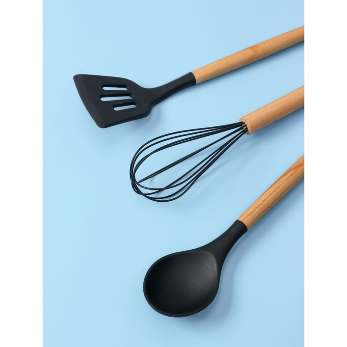 Набор кухонных принадлежностей Доляна &laquo;Лиам&raquo;, 7 предметов, 33&times;12,5&times;12,5 см, цвет чёрный