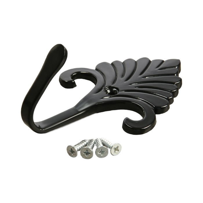 Крючок однорожковый для штор CAPPIO KC111, цвет черный, 2 шт