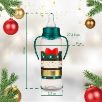 Бутылочка для кормления &laquo;Little gentleman&raquo;, новогодняя, классическое горло, от 3 мес, 250 мл., цилиндр, с ручками