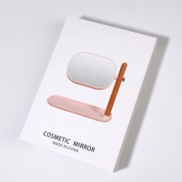 Зеркало с подставкой для хранения &laquo;Круг&raquo;, двустороннее, с увеличением, d зеркальной поверхности 14,5 см, цвет коричневый/белый