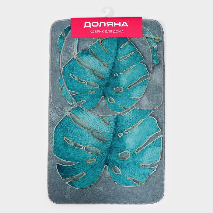 Коврики для ванной и туалета Доляна &laquo;Тропический&raquo;, 3 шт: 50&times;80 см, 50&times;40 см, 40&times;43 см