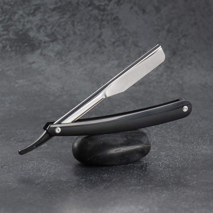 Опасная бритва, шаветт, без лезвия, 16,5/24 &times; 2,5 &times; 1,3 см, пластиковая, цвет чёрный/серебристый