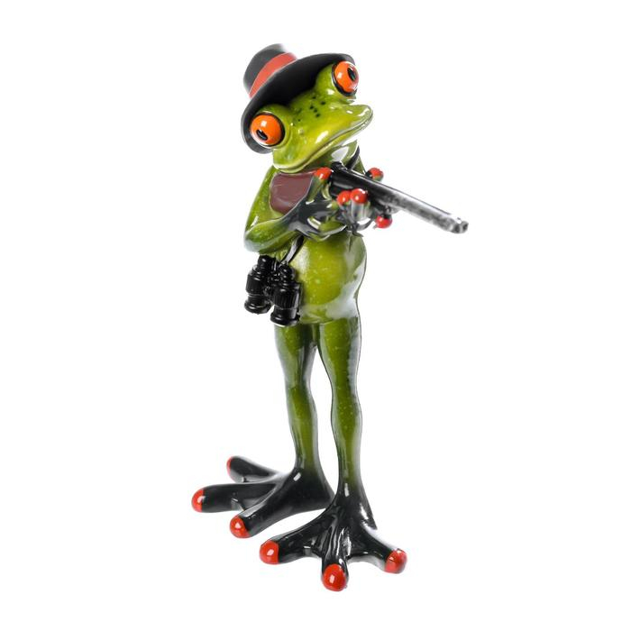 Сувенир полистоун лак "Лягушонок с ружьём" 17,5х5,3х13 см