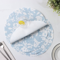 Салфетки сервировочные на стол Доляна &laquo;Акварель. Круг&raquo;, 4 шт, d=38 см, цвет голубой