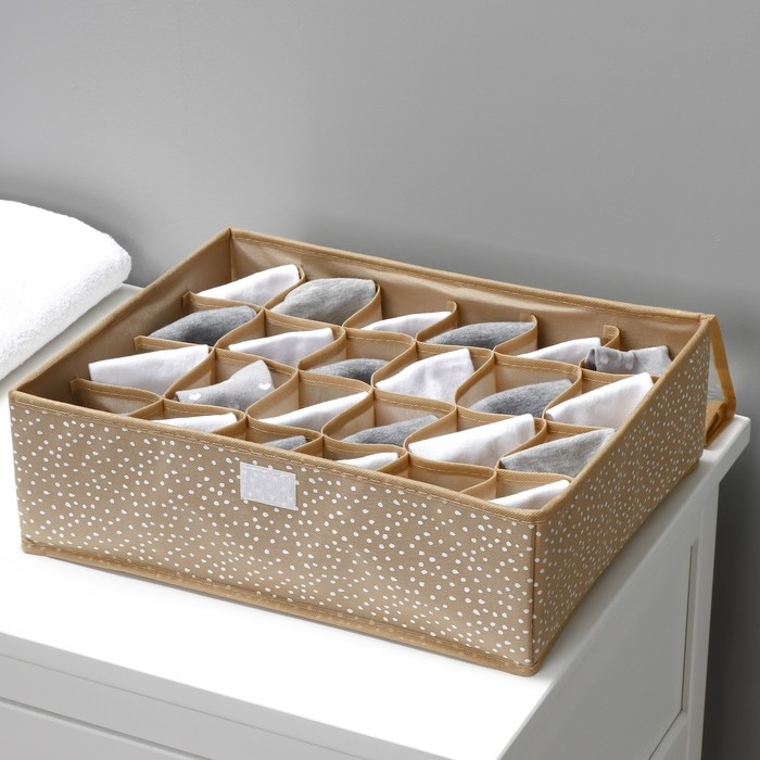 Органайзер для хранения белья Доляна Points, 24 ячейки, 38&times;30&times;12 см, цвет бежевый