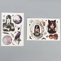 Переводные татуировки детские на хэллоуин &laquo;Мрачная история&raquo;, 2 листа, тату &mdash; 23 шт.