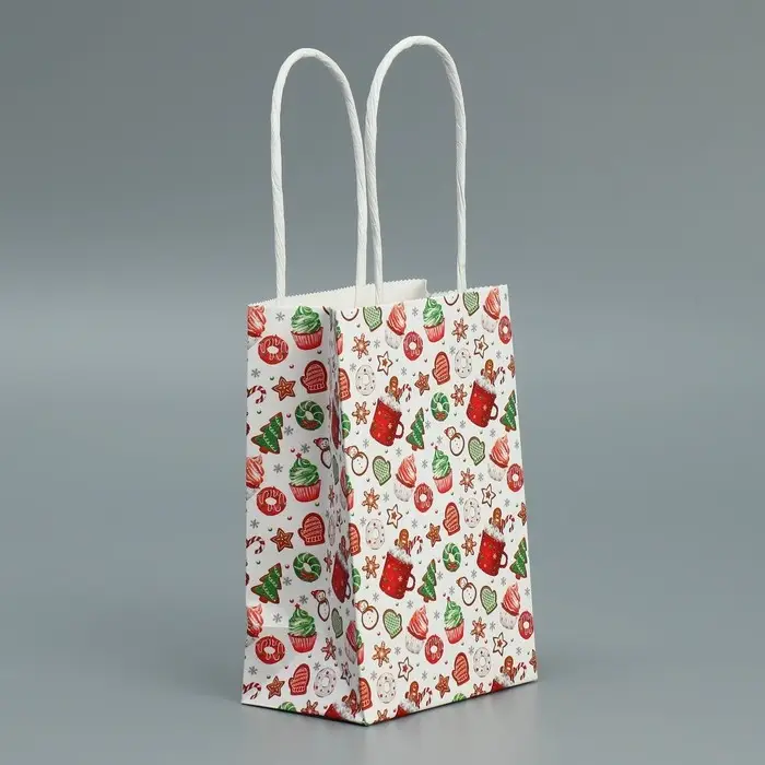 Пакет подарочный новогодний крафтовый &laquo;Сладкого Нового года&raquo;, 15 х 10 х 6 см