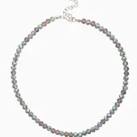 Чокер из бисера &laquo;Хрусталь&raquo; бензиновый в серебре, 37 см + 5 см доп, цепочка