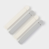 Набор зажимов для пакетов 4 шт, 11х6х1 см, цвет белый/серый