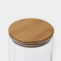 Банка стеклянная для сыпучих продуктов с бамбуковой крышкой BellaTenero &laquo;Эко&raquo;, 450 мл, 8,5&times;10,5 см