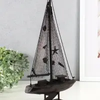 Корабль сувенирный на подставке "Парусник рыбацкий" красно-коричневый 21,5х6,5х37,5 см