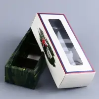 Коробка с обечайкой для 3 конфет, с окном &laquo;23 Февраля&raquo;, 13&times;5&times;3.3 см