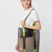 Шопер Clear Fest, прозрачный серый с зелеными ручками