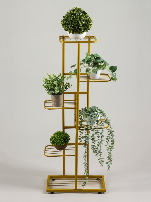Подставка для цветов Greengo, 6 полок, 44 &times; 22 &times; 105 см, напольная, металл, цвет золотой