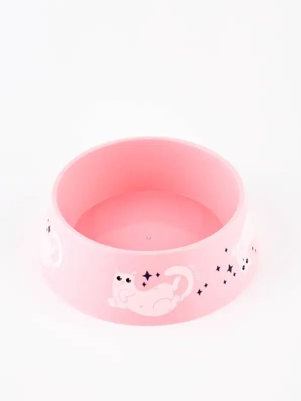 Миска пластиковая "Котики", розовая 300 мл