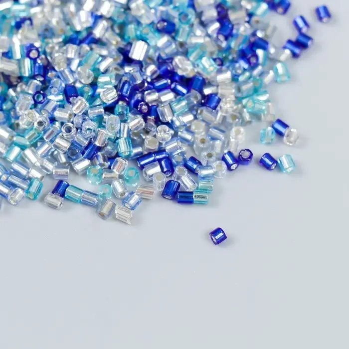 Бисер стекло 12/0 "Цилиндр. Сине-голубой меланж" 10 гр