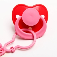 Соска - пустышка латексная ортодонтическая &laquo;Мур-мур&raquo;, от 0 мес., с держателем, цвет розовый