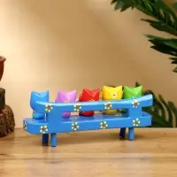 Сувенир "Котята на скамейке" дерево 19х8х6 см, цв. голубой