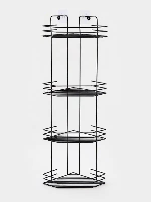 Полка для ванной угловая 4-х ярусная, 20.5&times;20.5&times;72 см, чёрная